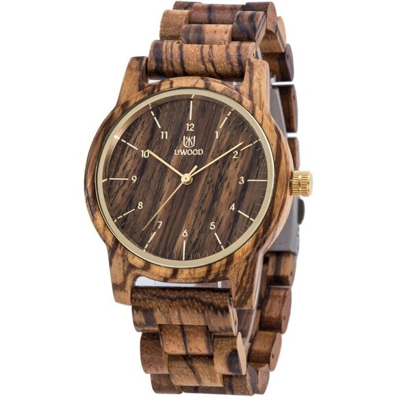 ✨ Leeev Unisex Natural Men Brown Wooden Series 40 mm Gift Box & Band Watches